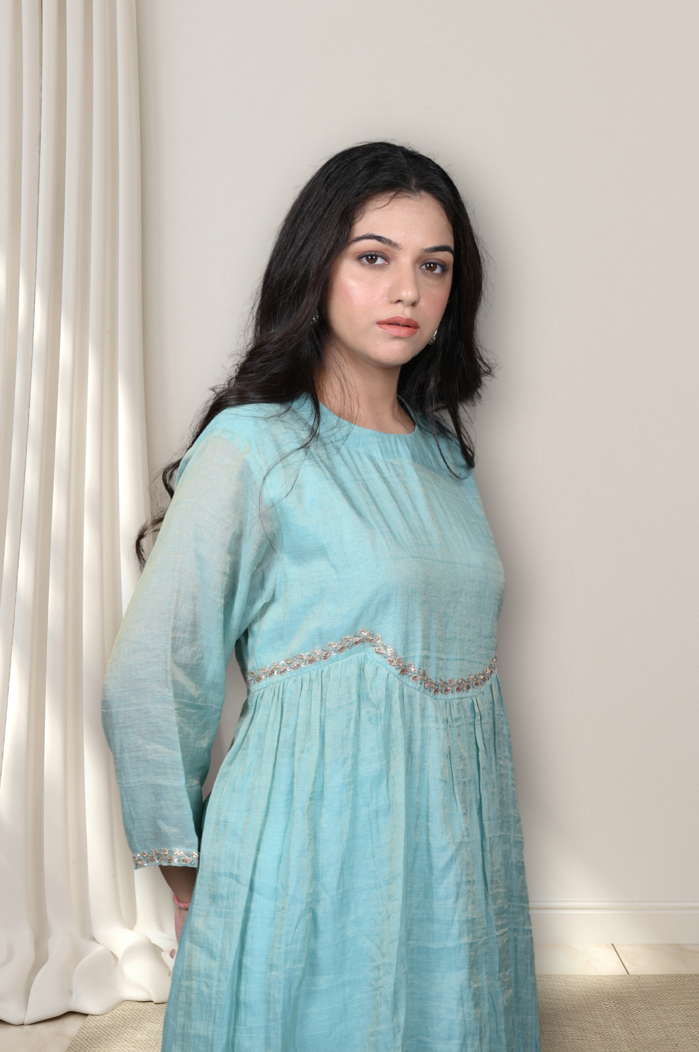 TISSUE KURTA WITH COTTON PANTS