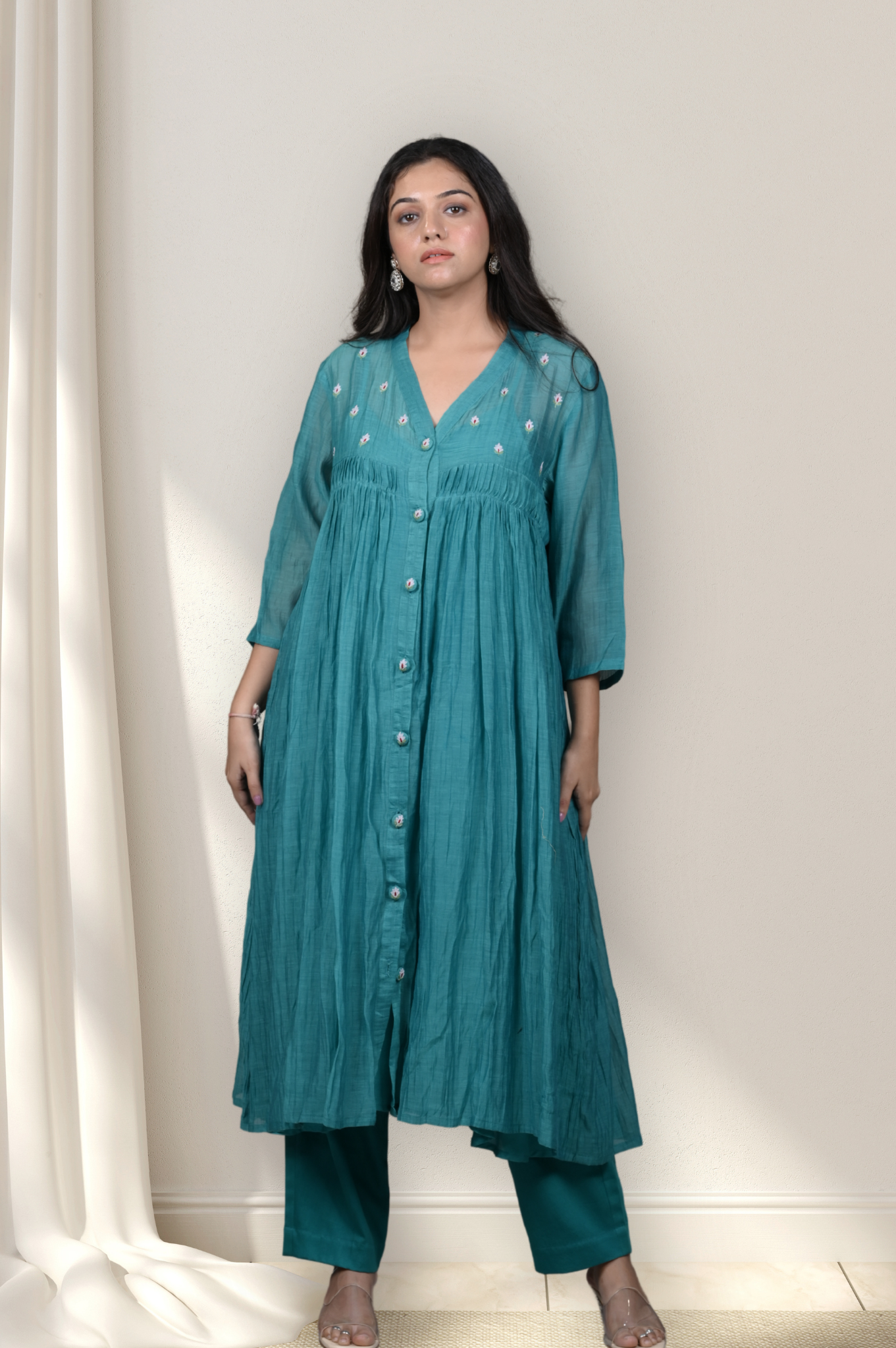 FRONT PLEATED KURTA WITH PANTS