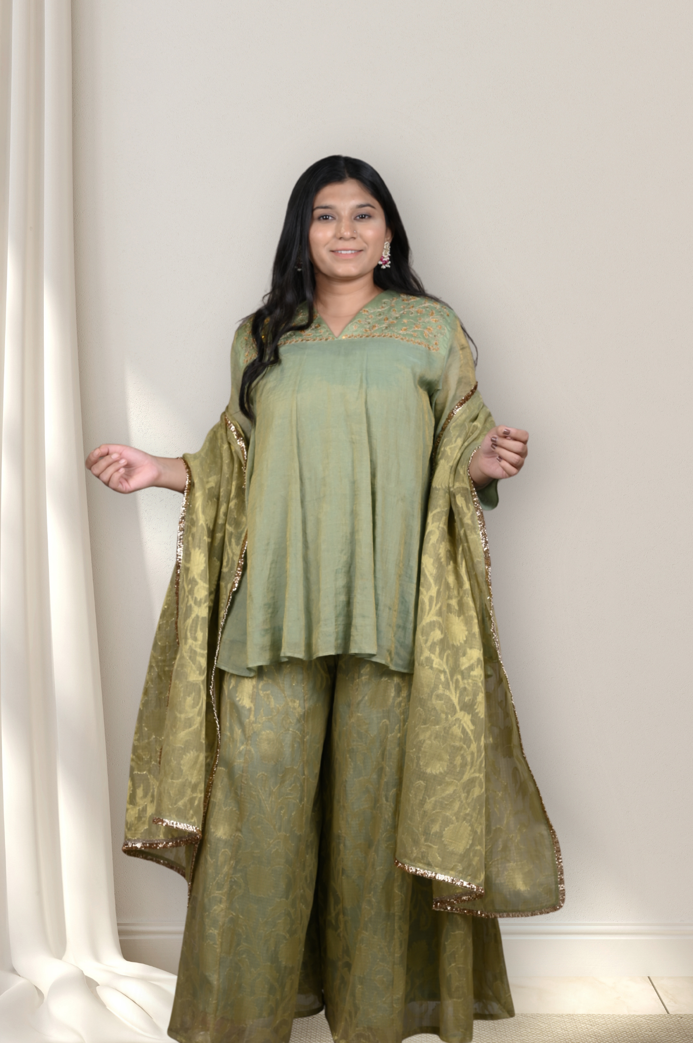 SHORT KURTA, GARARA AND DUPATTA