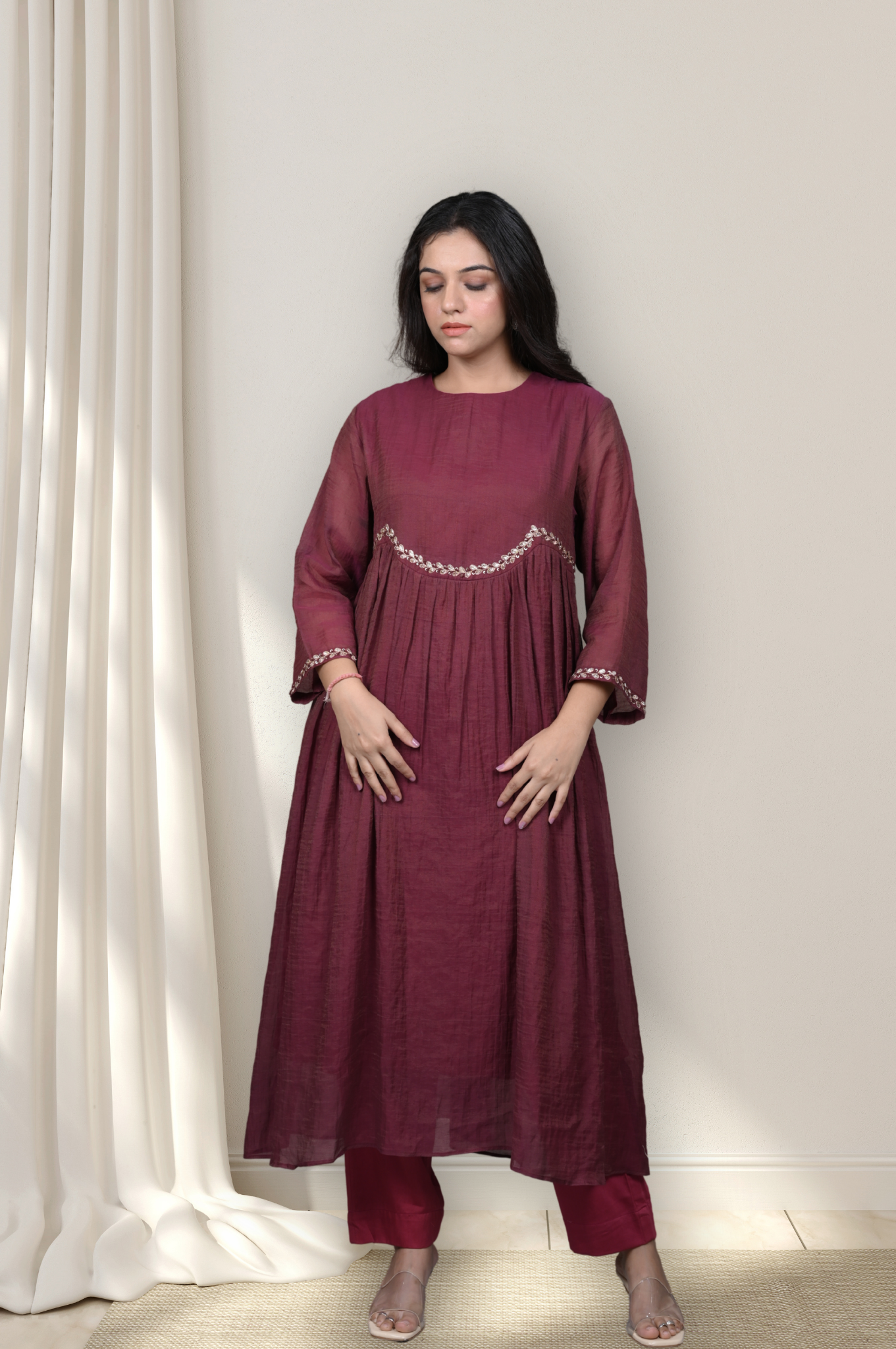 TISSUE KURTA WITH COTTON PANTS